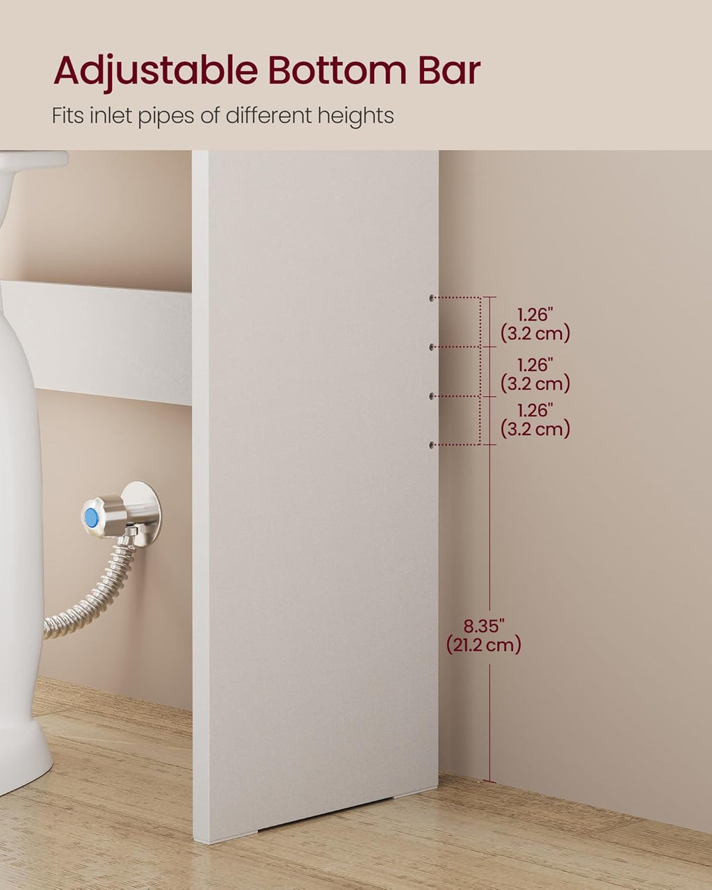 VASAGLE Over the Toilet Storage Cabinet, Doors, Adjustable Shelves, 24.6''W
