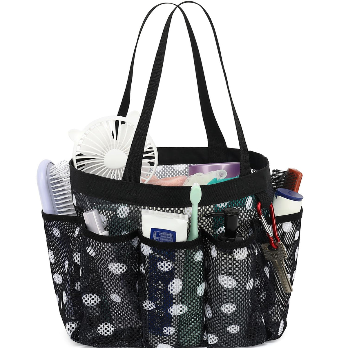 Fammart Mesh Shower Caddy Portable for College Dorm Room Essentials, Odorless Polyester Large Shower Tote Bag with Dual Handles, 8-Pocket Quick-Dry Toiletry Organizer for Travel, Beach, Camping, Gym
