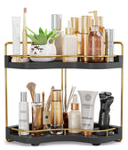 2-Tier Corner Bathroom Counter Organizer, Larger, Dark Brown