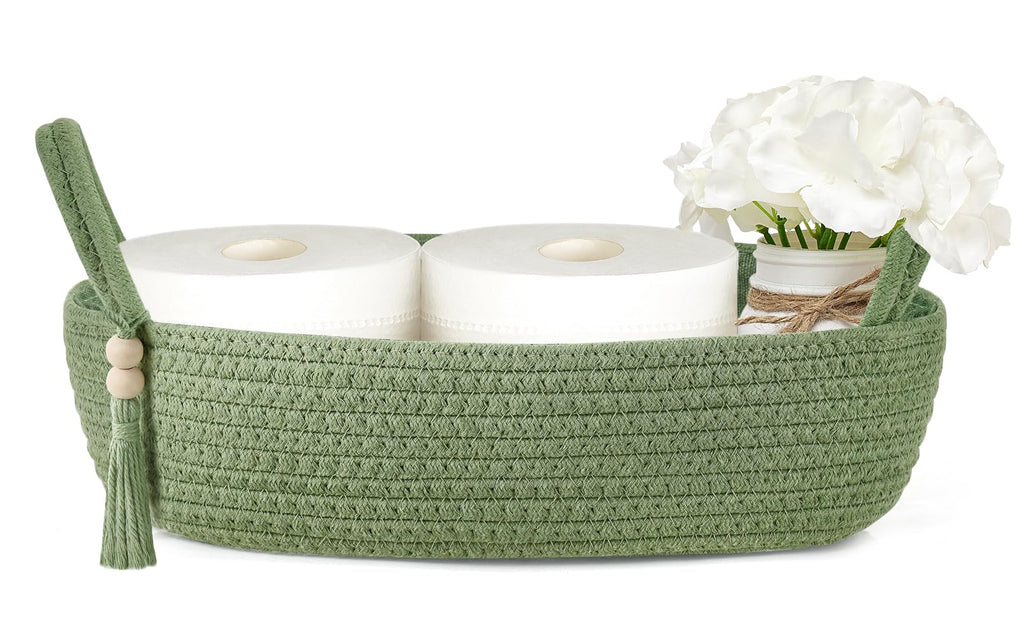 Mkono Toilet Paper Basket, Boho Bathroom Decor, Small Storage Organizer