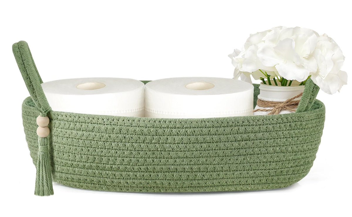 Mkono Toilet Paper Basket, Boho Bathroom Decor, Small Storage Organizer