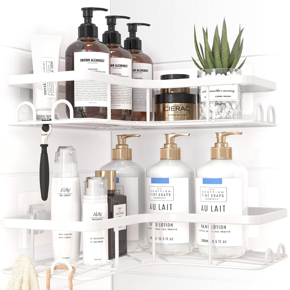 Sakugi Black Corner Shower Caddy Adhesive No Drilling Bathroom Shelves