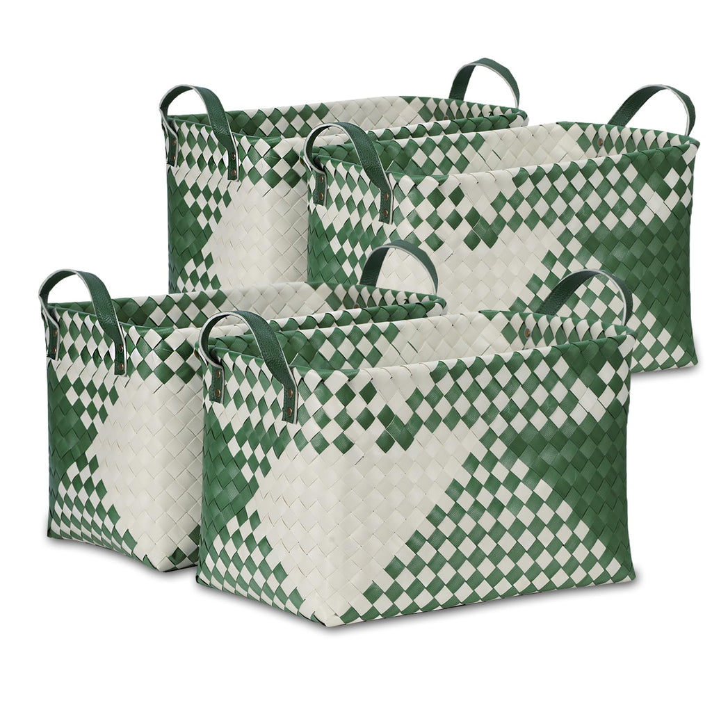 BROWNLILY Handwoven Wicker Storage Baskets, Pack of 4, Brown