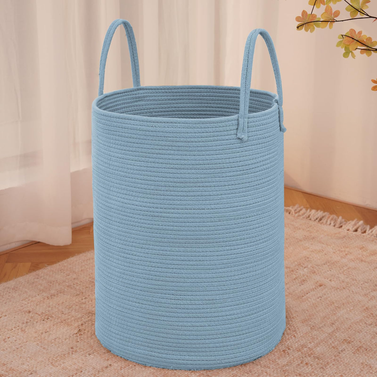 JMvicyroam 60L Cotton Rope Laundry Basket Hamper, Brown