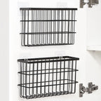 Sinnsally 2 Pack Cabinet Door Organizer,Self Adhesive Lid Organizer Inside Cabinet Storage Boxes,Stackable Hanging Basket Bins Wall Mounted Shower Caddy Holder for Kitchen,Bathroom,Pantry(Clear White)