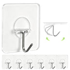 Adhesive Wall Hooks No Drill Clear Heavy Duty, 13LB Sticky 12 Pack
