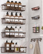 8 Pack Adhesive Large Capacity No-Drilling Shower Caddy, Black