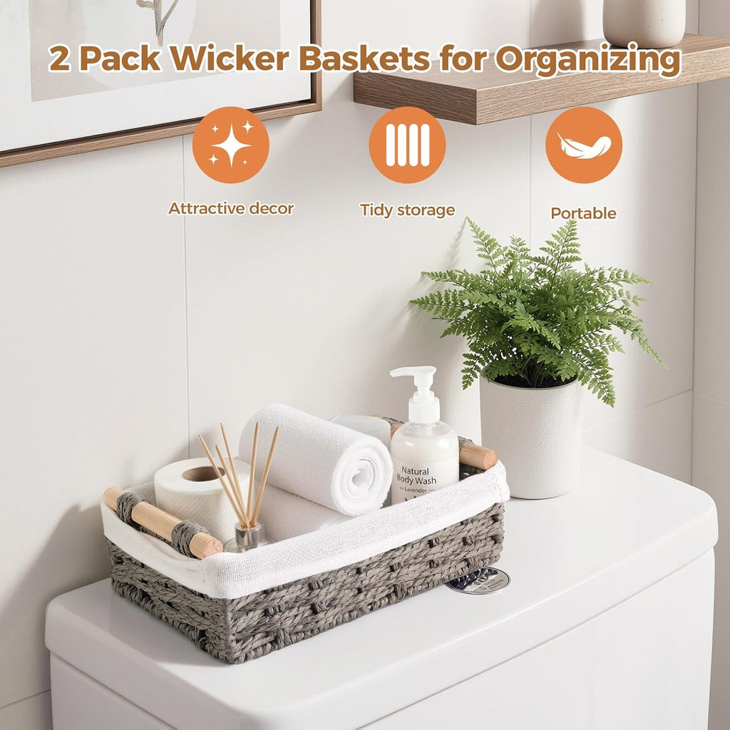 HomeHacks 2 Pack Storage Basket Toilet Paper Rope Baskets for Organizing