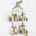 ODesign 4 Tier Adjustable Shower Organizer Hanging Over Showerhead Black