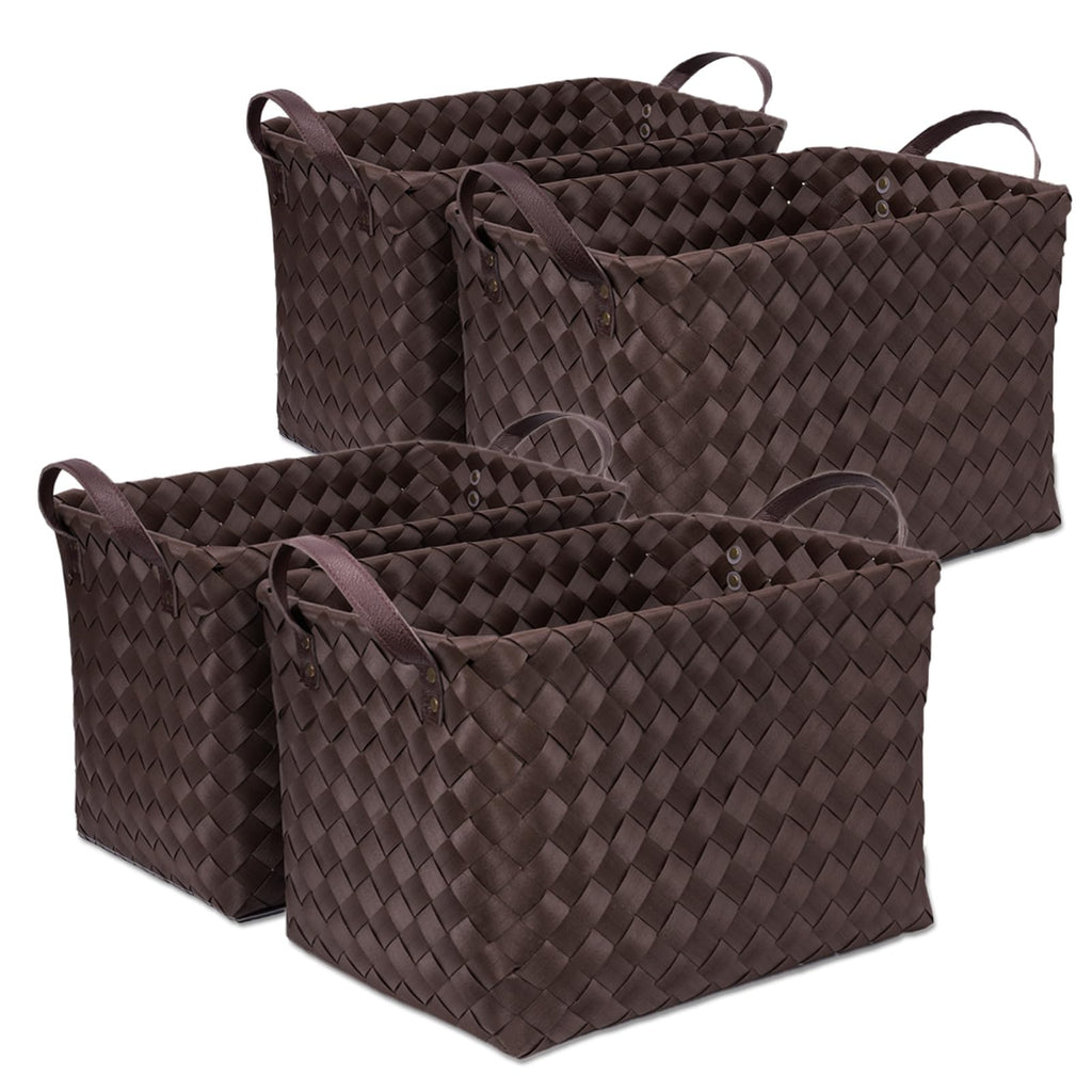 BROWNLILY Handwoven Wicker Storage Baskets, Pack of 4, Brown