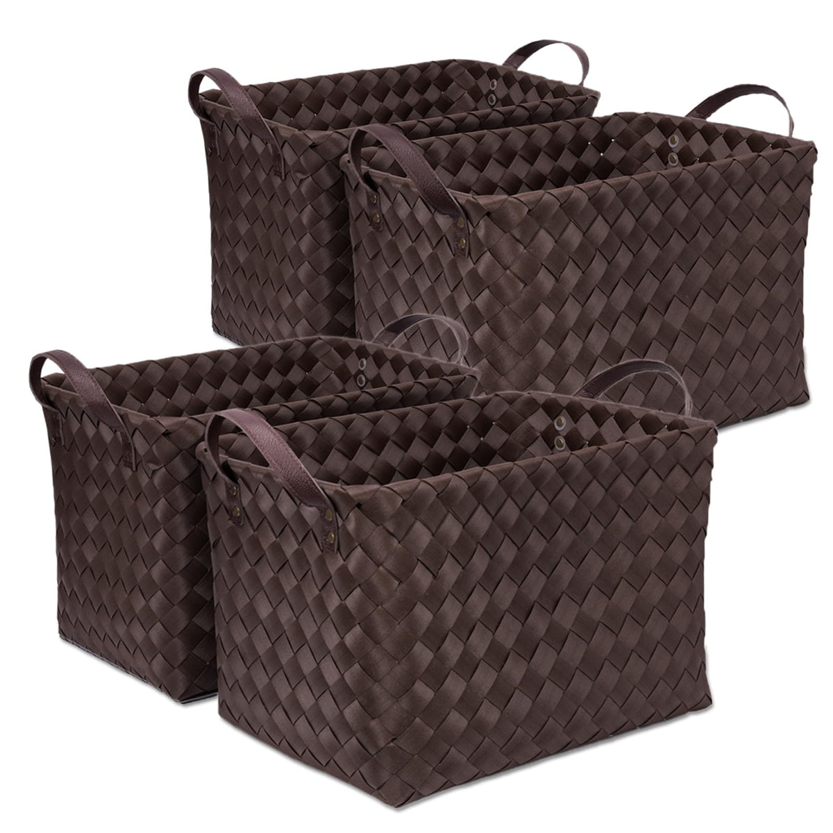 BROWNLILY Handwoven Wicker Storage Baskets, Pack of 4, Brown