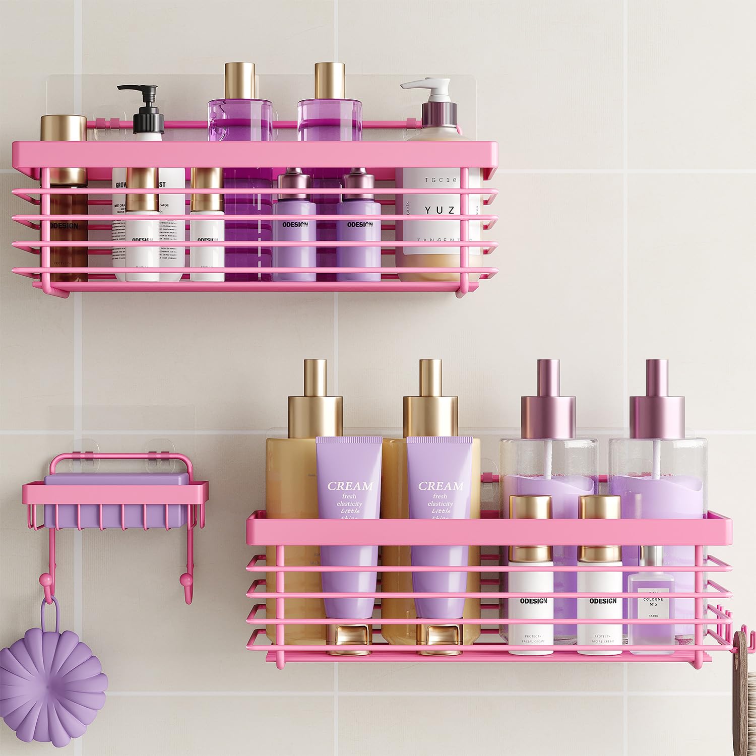 Shower Caddy Adhesive 3 Pack Stainless Steel Storage Organizers-Silver