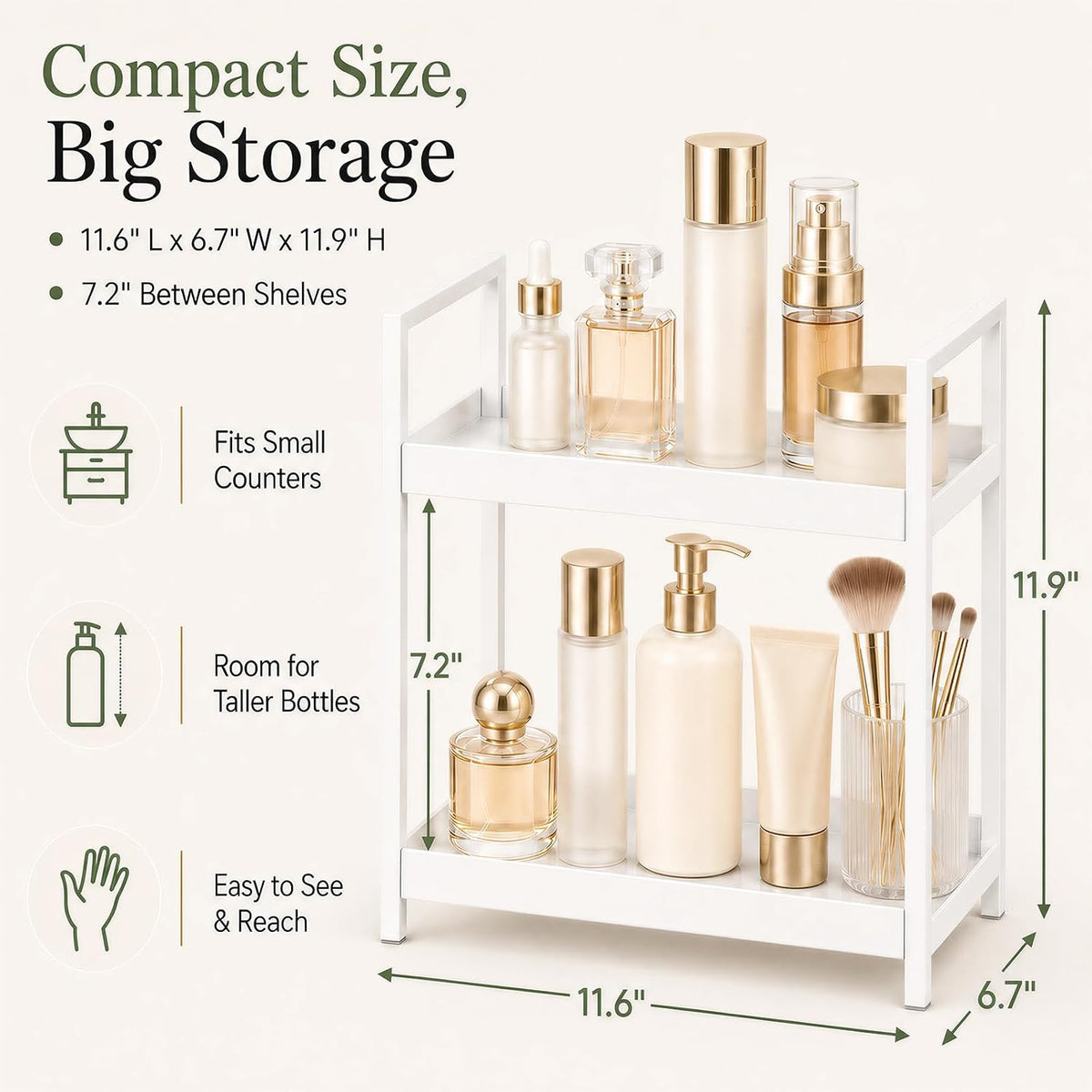 2 Tier Bathroom Counter Shelf Organizer for Skincare Makeup