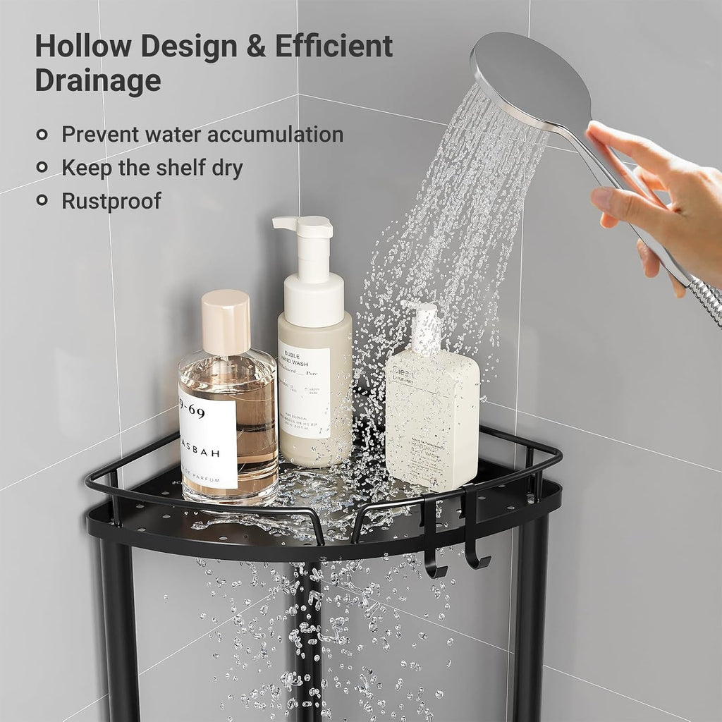 ELYKEN Corner Shower Caddy Standing, 4 Tier Metal Shower Organizer, Black