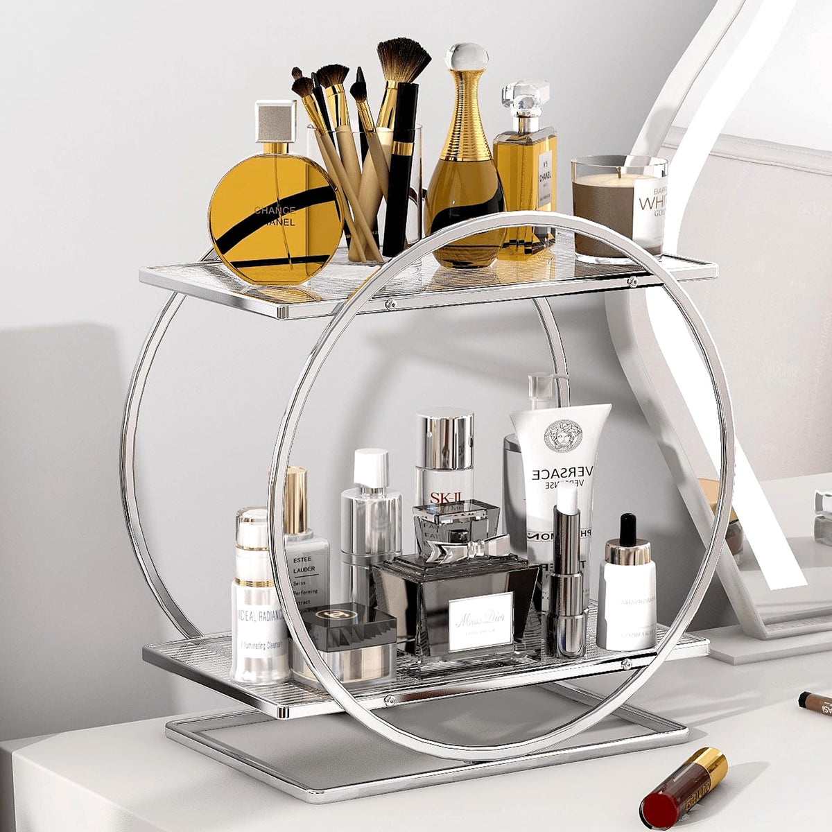 Bathroom Counter Organizer, 2-Tier Black Perfume Organizer Dresser