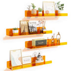 upsimples 4 Pcs 15" Acrylic Shelves for Wall Storage and Organizer, Clear