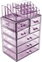 Sorbus Makeup Organizer, 7-Drawer Acrylic 2-Piece Set (Clear)