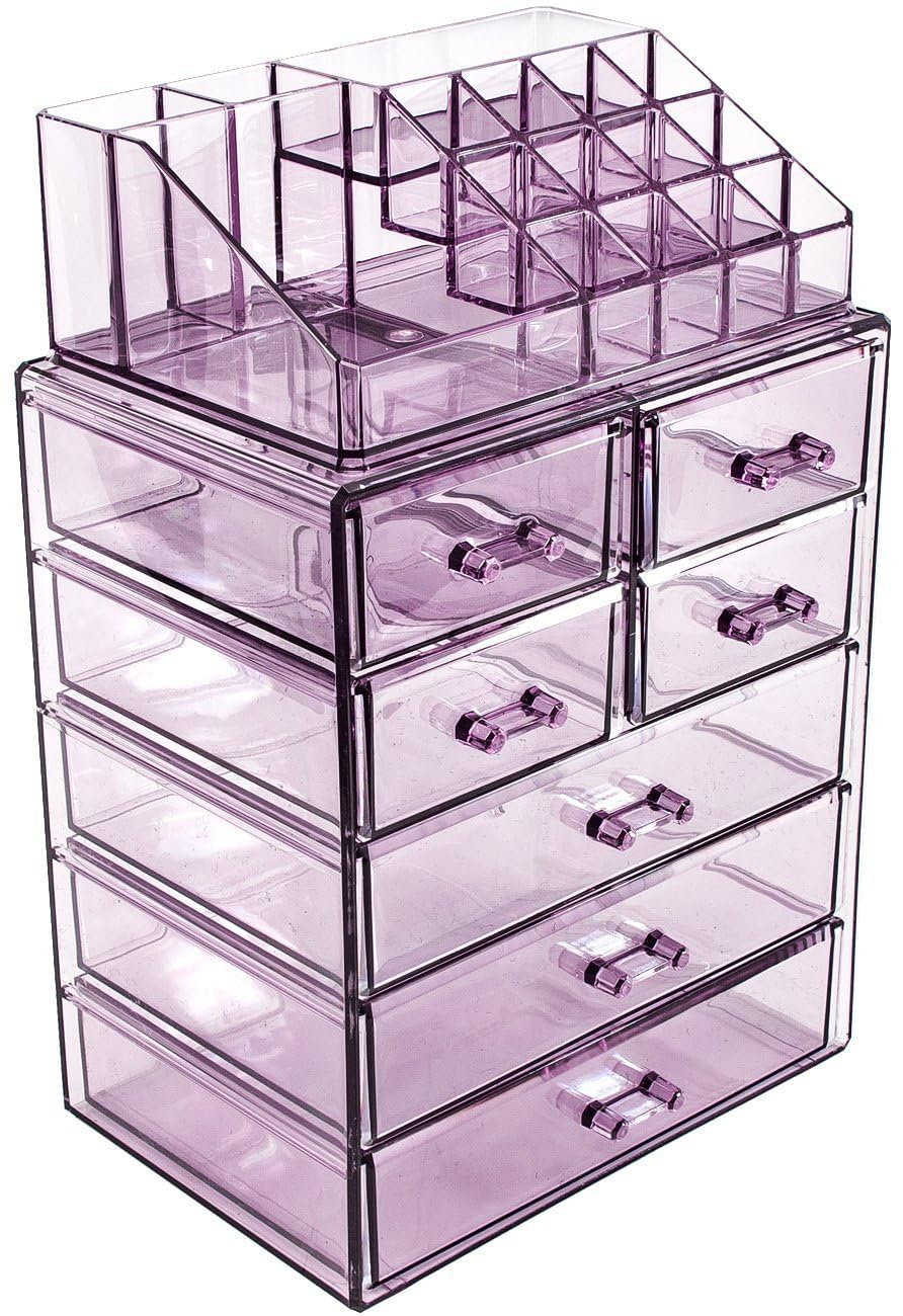 Sorbus Makeup Organizer, 6-Drawer Acrylic 2-Piece Set (Clear)
