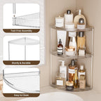 3 Tier Corner Bathroom Counter Organizer, Clear Vanity Makeup Storage Shelf