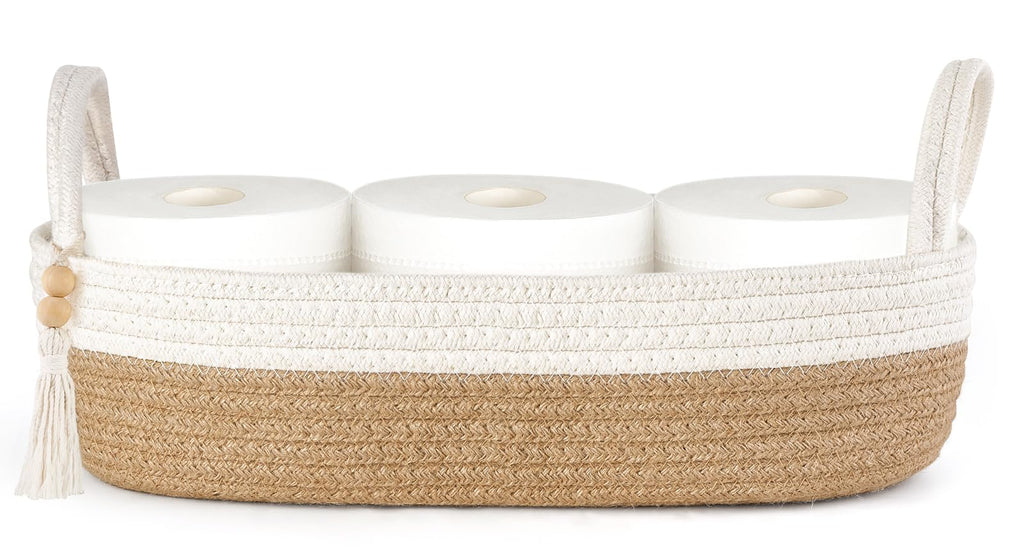 Mkono Toilet Paper Basket, Boho Bathroom Decor, Small Storage Organizer