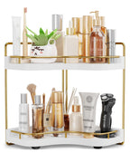 2-Tier Corner Bathroom Counter Organizer, Larger, Dark Brown