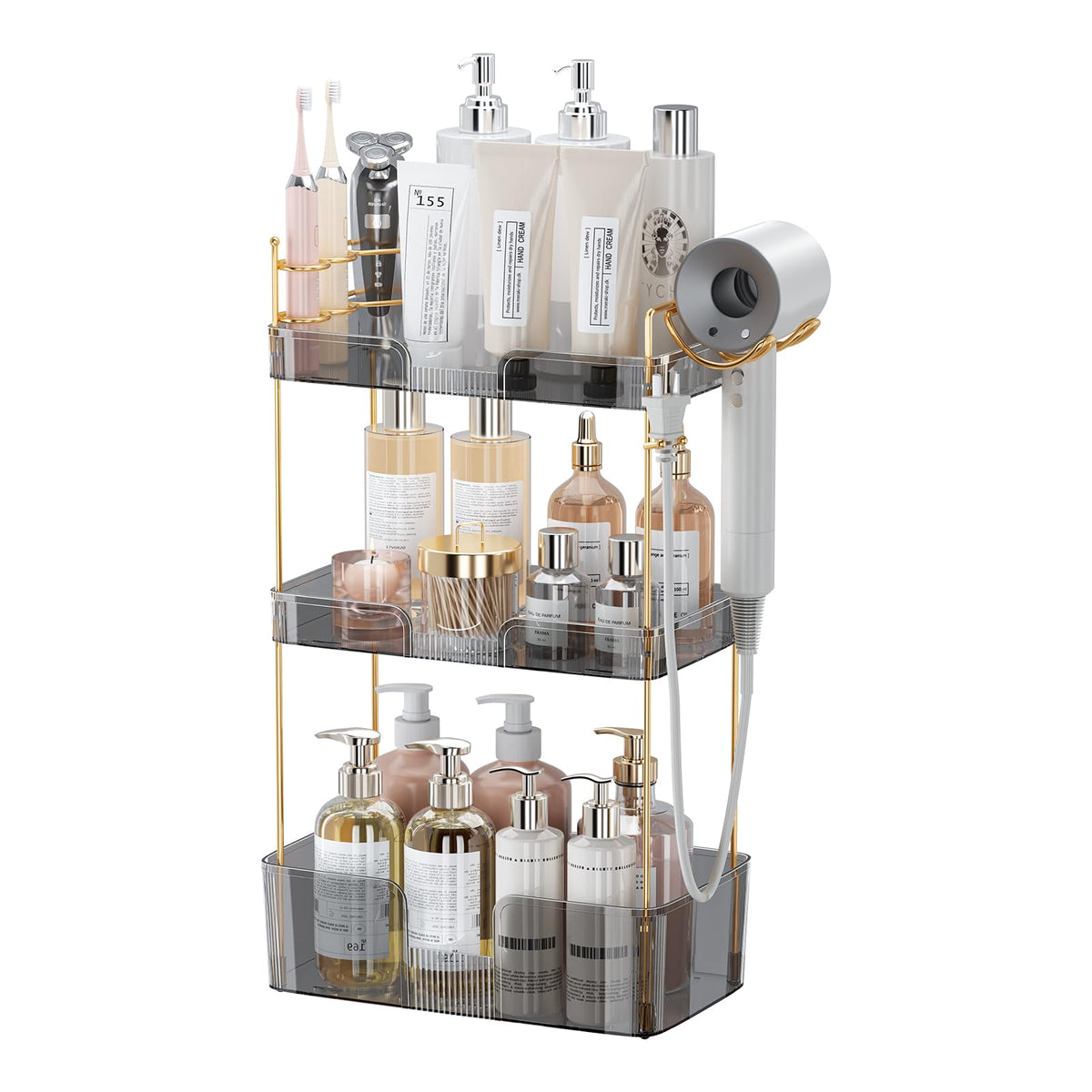 Akinbas 2 Tier Bathroom Organizer Countertop Makeup Perfume Tray Skincare Organizer for Bathroom Dresser Vanity (Green)
