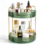 Large Capacity Rotating Makeup Organizer Perfume Stand Holder, 2 Tier Clear