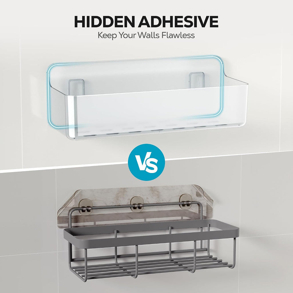 Nieifi Adhesive Shower Shelves, Clear, 5 Pieces