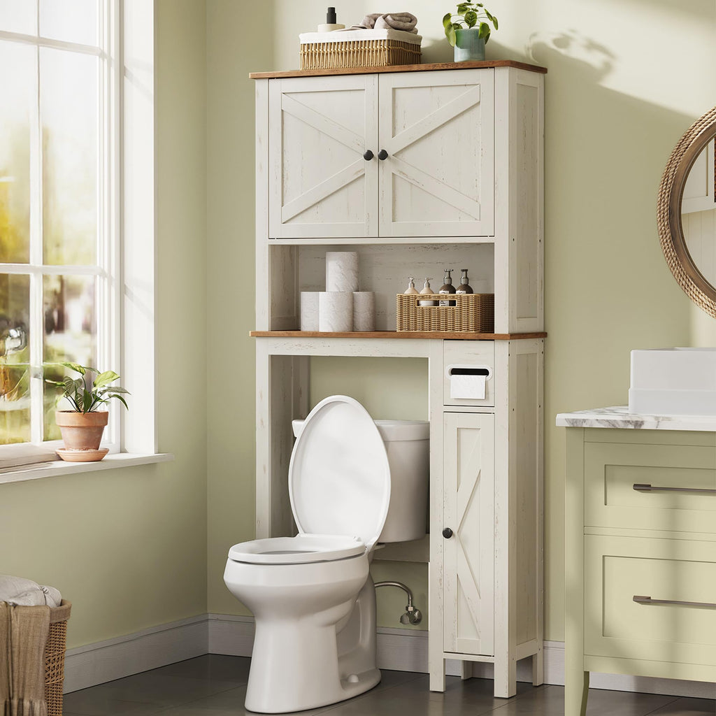 VASAGLE Over the Toilet Storage Cabinet, Doors, Adjustable Shelves, 24.6''W