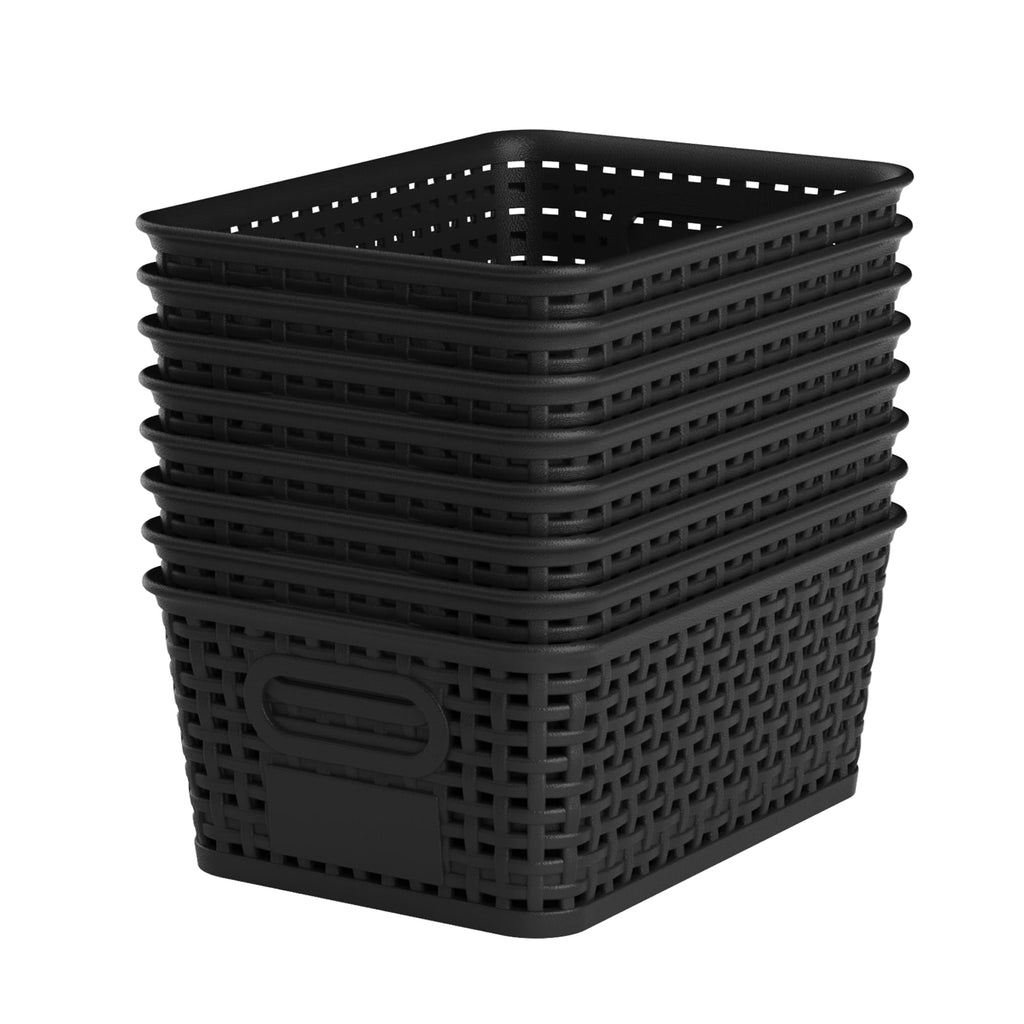 6 Pack Plastic Storage Baskets with Lid,White Stackable Bins