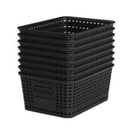 6 Pack Plastic Storage Baskets with Lid,White Stackable Bins
