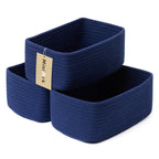 MiniArk Small Storage Baskets for Organizing | Closet Organizer Bins | Shelf Toy Basket | Woven Rope Baskets | Cube Decorative Box | Shallow Basket | L11.5xW7.5xH4.7| Brown