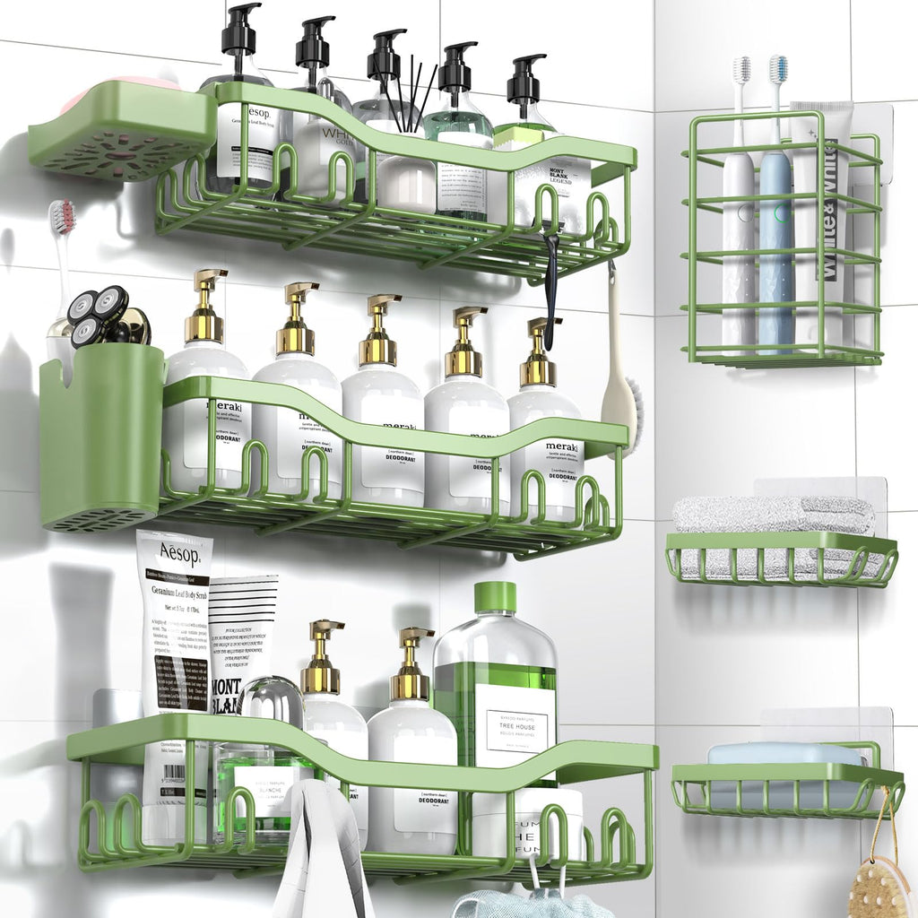 NESOMI 7-Pack Shower Caddy Adhesive,Stainless Steel Shower Organizer Shelf