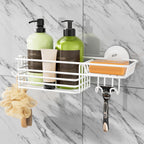 TAILI Shower Caddy Suction Cup 2 Pack with Hooks & Soap holder, Black
