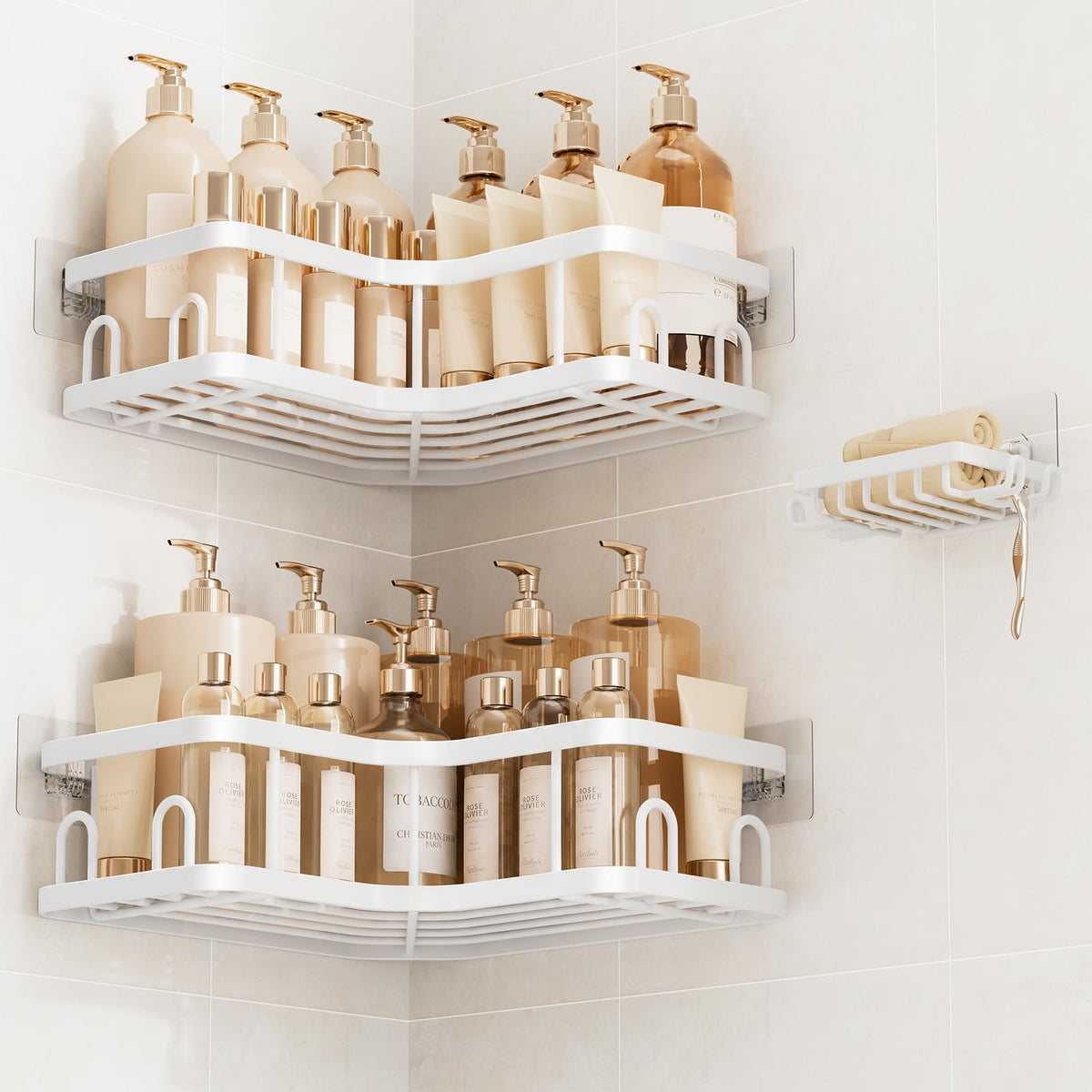 Veken Corner Shower Caddy 3-Pack, Advanced Rustproof Design&Stable Storage