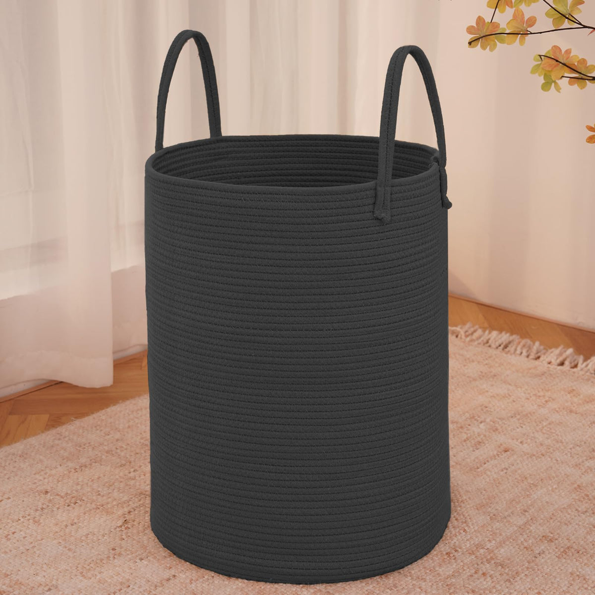 JMvicyroam 60L Cotton Rope Laundry Basket Hamper, Brown