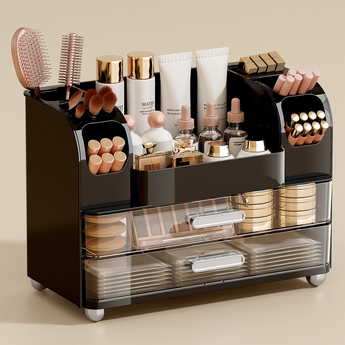UFORU Makeup Organizer Countertop with 2 Large Drawers for Vanity Bathroom