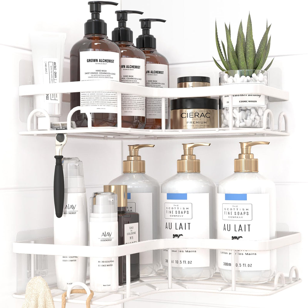 Sakugi Black Corner Shower Caddy Adhesive No Drilling Bathroom Shelves