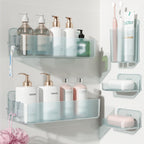 Nieifi Adhesive Shower Shelves, Clear, 5 Pieces