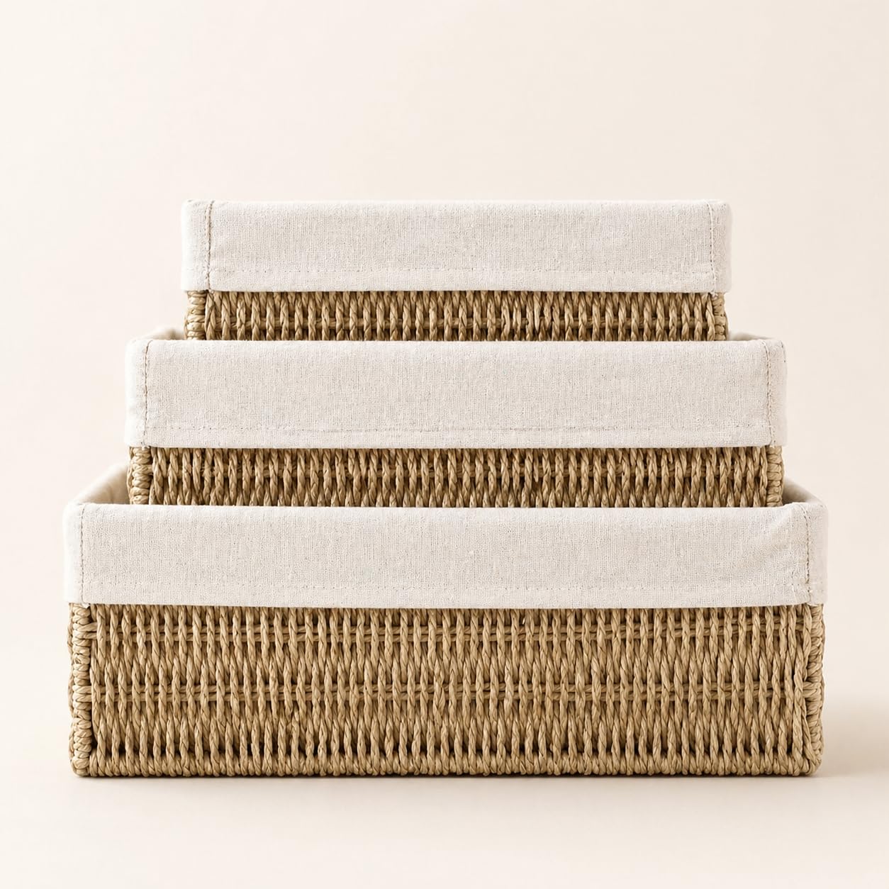 Wicker Storage Baskets Set of 3, Bathroom & Shelf Bins