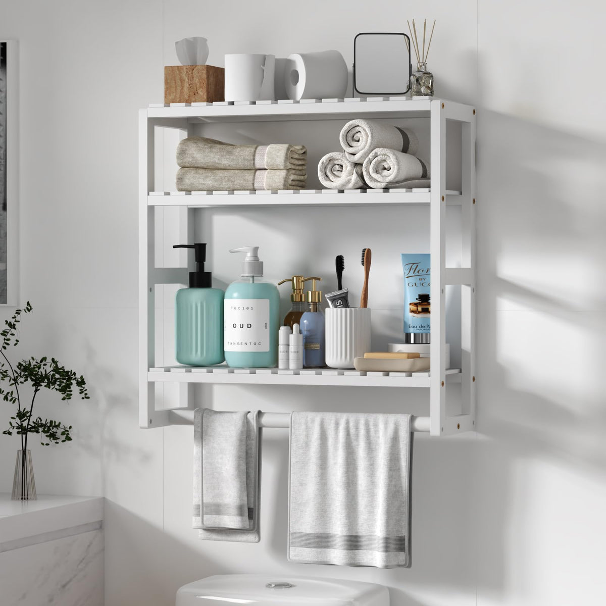 Galood Over The Toilet Storage Bathroom Shelves Wall Mounted 3 Tier Black