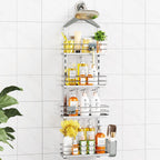 ODesign 4 Tier Adjustable Shower Organizer Hanging Over Showerhead Black