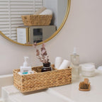 StorageWorks Toilet Paper Basket, 3-Section Water Hyacinth Storage Baskets