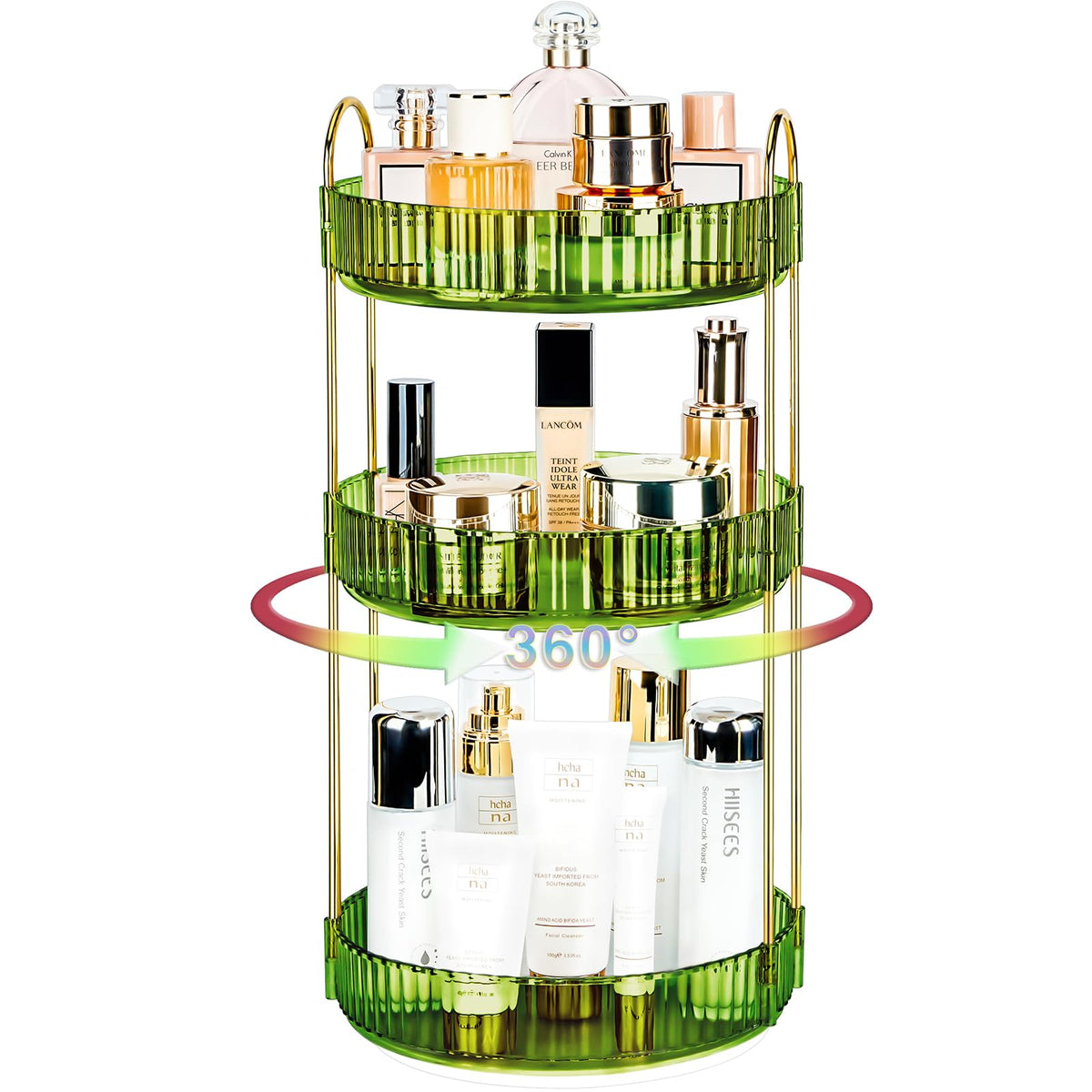 360 Rotating Makeup Organizer, 2 Tier Lazy Susan Bathroom Counter Organizer, Skincare Organizers, Spinning Perfume Organizer & Vanity Organizer Countertop (Classic Grey, 2 Tier)