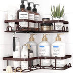 Sakugi Black Corner Shower Caddy Adhesive No Drilling Bathroom Shelves