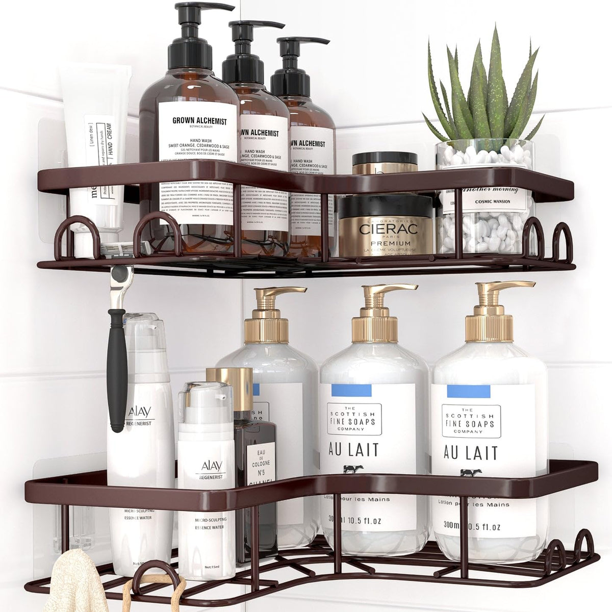 Sakugi Black Corner Shower Caddy Adhesive No Drilling Bathroom Shelves