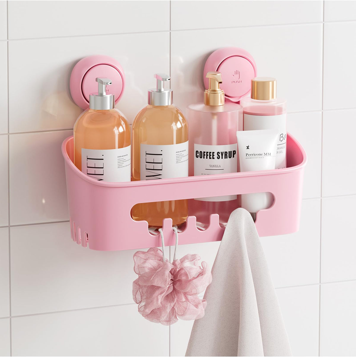 TAILI Shower Caddy Suction Cup 2 Pack, Heavy Duty Bathroom Organizer, Removable Shelves for Inside Shower, Shampoo, Waterproof Suction Plastic Storage for Bathroom Accessories Holder, White