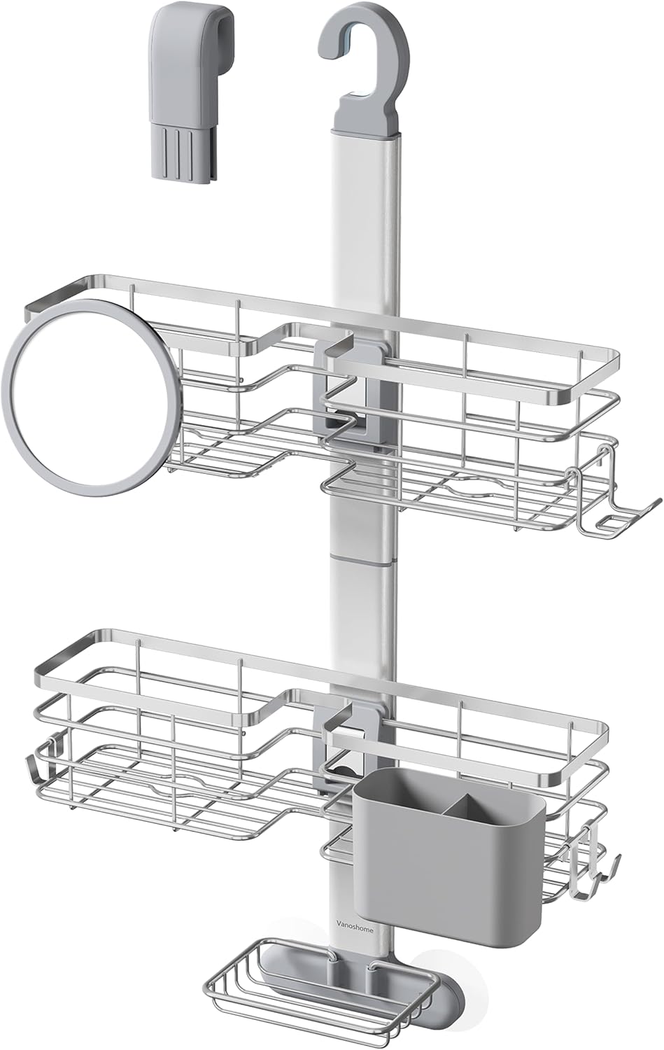 Adjustable Shower Caddy Hanging Over Shower Head, Storage Organizer Rack