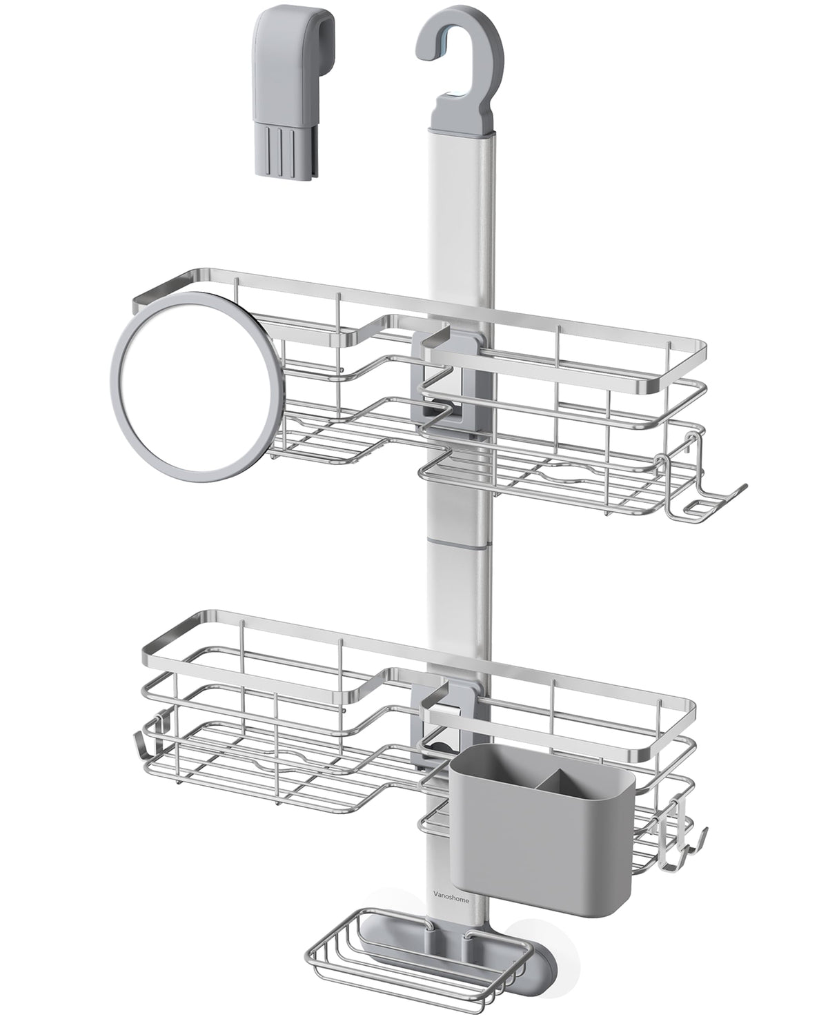 Adjustable Shower Caddy Hanging Over Shower Head, Storage Organizer Rack