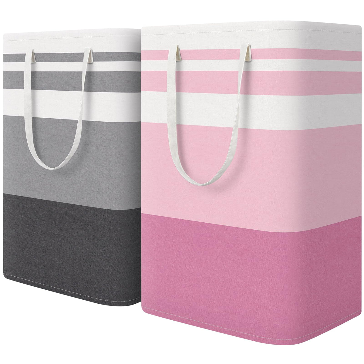 HomeHacks 2 Pack Large Laundry Baskets, Laundry Hampers Bags (Grey 75Lx2)